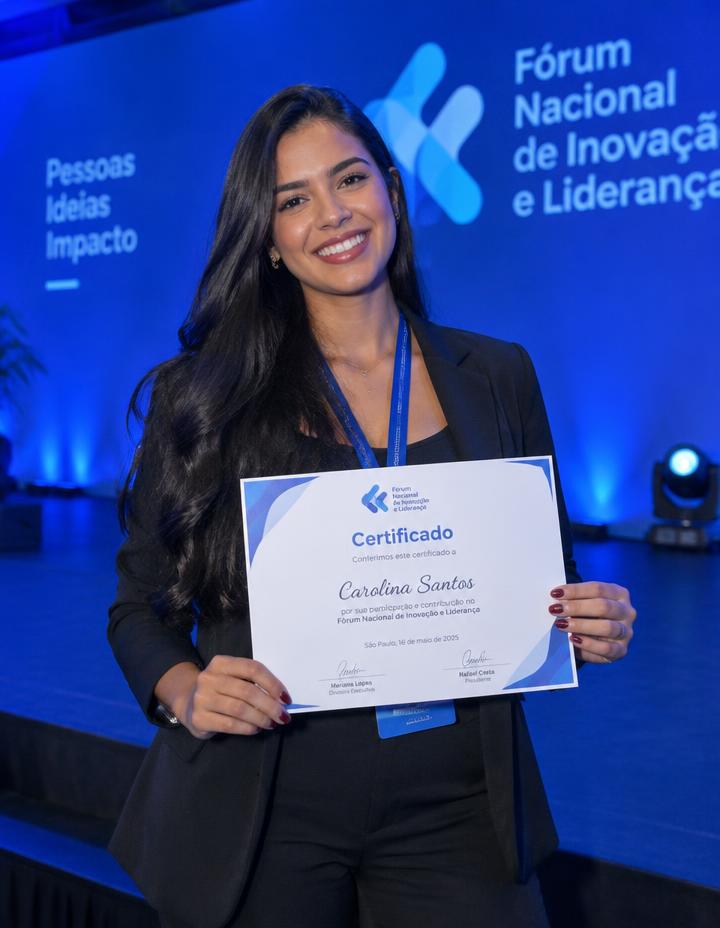 Recebendo certificado em evento